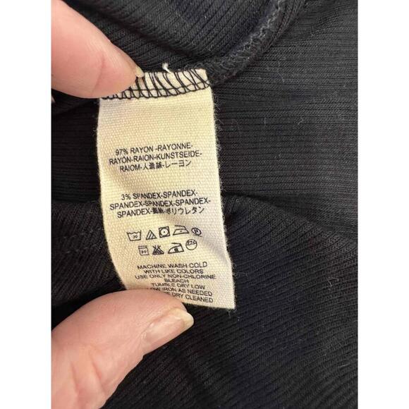 Free People Black Short Puff Sleeves Sweetheart Neck Fitted Top Womens Top S/M - Picture 5 of 16